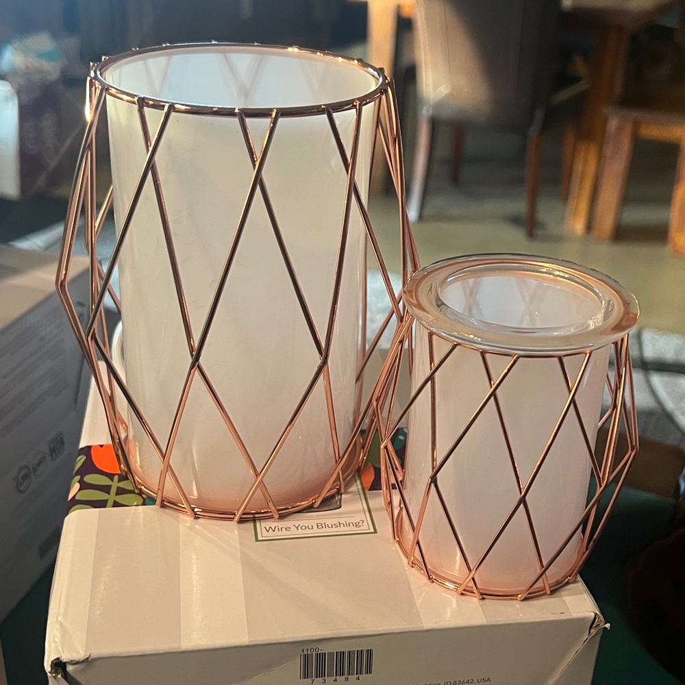 Rose Gold Wire Scentsy Wire You Blushing Warmer and Mini Warmer Set